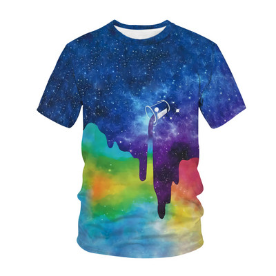 Детска тениска с 3D печат The Vastness Of The Universe The Stars Fashion Casual Cartoons T-shirt Boys Girls Детско облекло