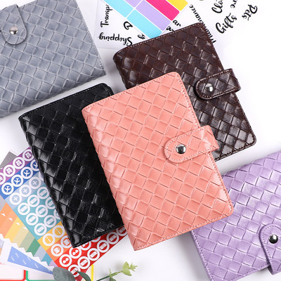 A6 Braided Grain Leather Money Budget Planner Binder Envelopes Cash Notebook Cover for Budgeting Money Organizer for Budget Bind