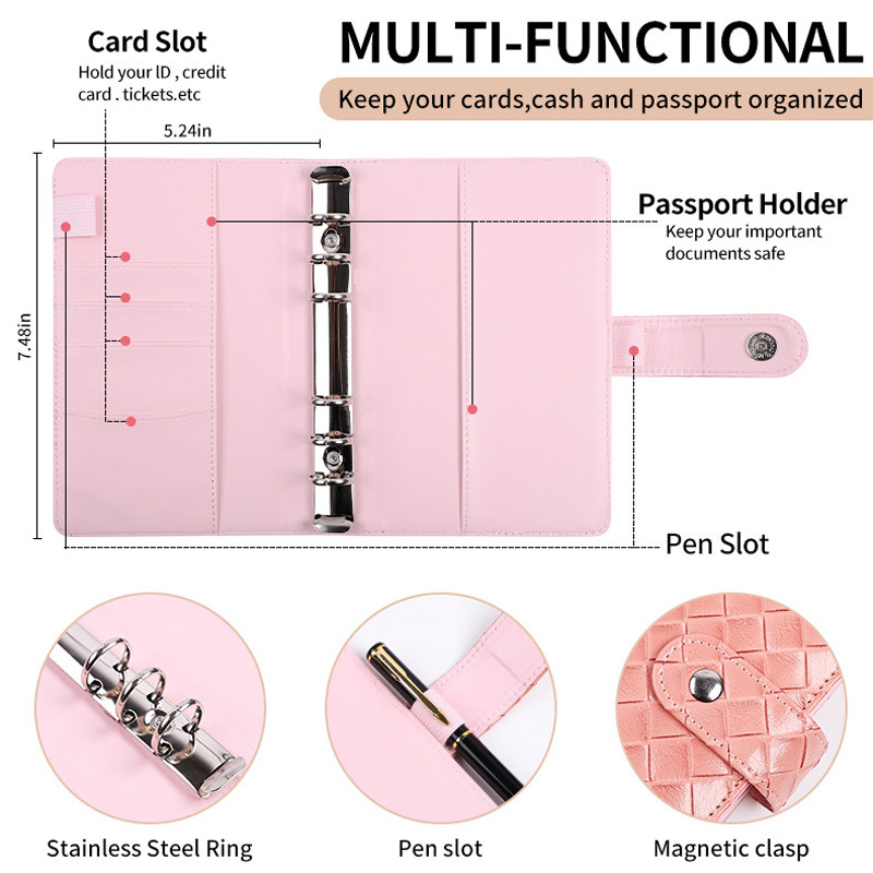 A6 pintos grūdėtos odos Pinigų biudžeto planavimo segtuvas Vokeliai Pinigų sąsiuvinio viršelis biudžeto sudarymui pinigų organizatorius biudžeto įrišimui