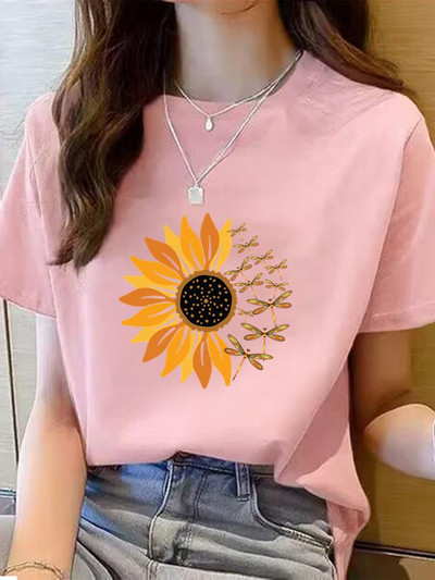 Dragonfly Lovely Trend Aranyos Ruházat Grafikus póló póló Top divat Nyári O-nyak nyomtatással Rövid ujjú póló Női ruhák