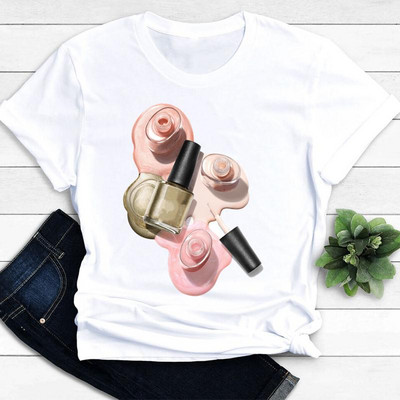 Női pólók Nail Art Szép tavaszi rövid ujjú női divat alkalmi ruházat rajzfilm ruhák női póló grafikus póló