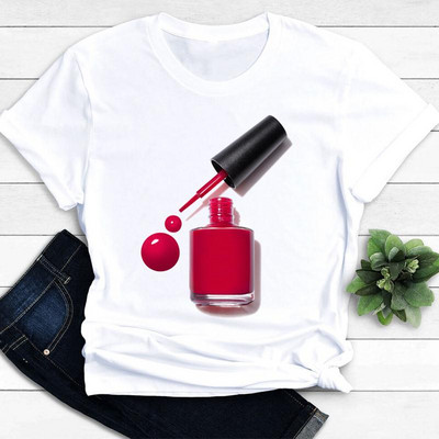Női pólók Nail Art Szép tavaszi rövid ujjú női divat alkalmi ruházat rajzfilm ruhák női póló grafikus póló