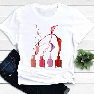 Női pólók Nail Art Szép tavaszi rövid ujjú női divat alkalmi ruházat rajzfilm ruhák női póló grafikus póló
