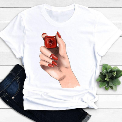 Női pólók Nail Art Szép tavaszi rövid ujjú női divat alkalmi ruházat rajzfilm ruhák női póló grafikus póló