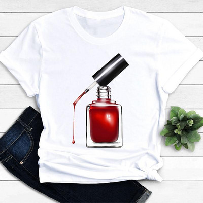 Női pólók Nail Art Szép tavaszi rövid ujjú női divat alkalmi ruházat rajzfilm ruhák női póló grafikus póló