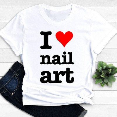 Női pólók Nail Art Szép tavaszi rövid ujjú női divat alkalmi ruházat rajzfilm ruhák női póló grafikus póló