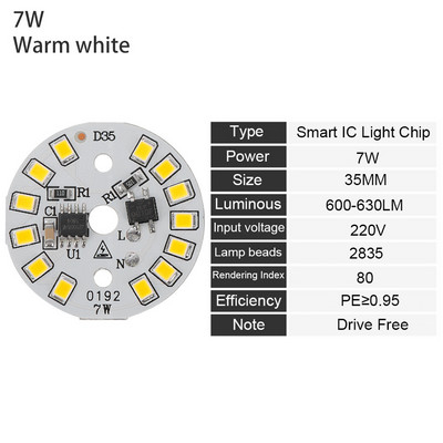 DIY 15W 12W 9W 7W 5W 3W Light Chip meleg fehér LED izzólámpa AC220V bemenet Smart IC LED bab izzóhoz SMD