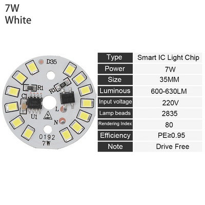 DIY 15W 12W 9W 7W 5W 3W Light Chip meleg fehér LED izzólámpa AC220V bemenet Smart IC LED bab izzóhoz SMD