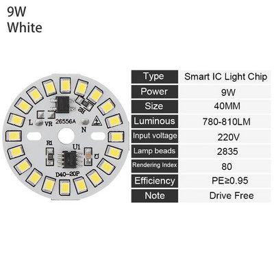 DIY 15W 12W 9W 7W 5W 3W Light Chip meleg fehér LED izzólámpa AC220V bemenet Smart IC LED bab izzóhoz SMD