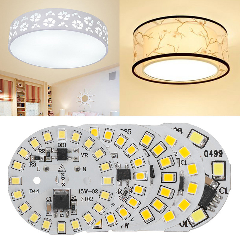 DIY 15W 12W 9W 7W 5W 3W Light Chip Ζεστό λευκό LED Λάμπα λαμπτήρα AC220V Είσοδος Smart IC LED Bean For Bulb Light SMD