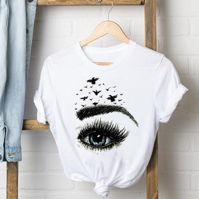 Letter Nail Art Édes póló Női Ruhák Női T Női Felső Rövid ujjú Alkalmi divat Póló Nyári Grafikus pólók