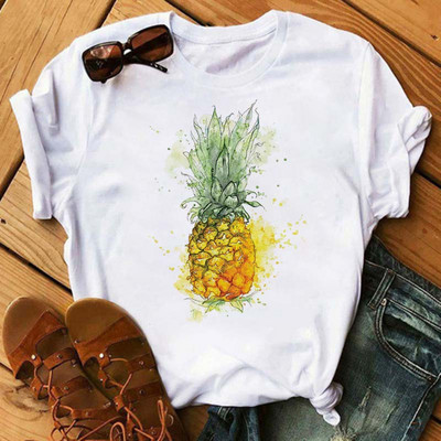 Funny Fruits póló Női divat Kawaii Banana Print fehér póló Harajuku póló rövid ujjú felsők póló női pólók
