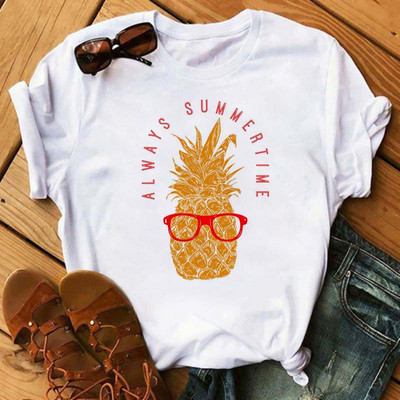 Funny Fruits póló Női divat Kawaii Banana Print fehér póló Harajuku póló rövid ujjú felsők póló női pólók