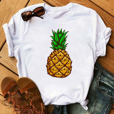 Funny Fruits póló Női divat Kawaii Banana Print fehér póló Harajuku póló rövid ujjú felsők póló női pólók
