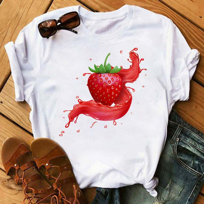 Funny Fruits póló Női divat Kawaii Banana Print fehér póló Harajuku póló rövid ujjú felsők póló női pólók