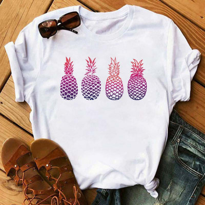 Funny Fruits póló Női divat Kawaii Banana Print fehér póló Harajuku póló rövid ujjú felsők póló női pólók