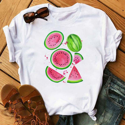Funny Fruits póló Női divat Kawaii Banana Print fehér póló Harajuku póló rövid ujjú felsők póló női pólók