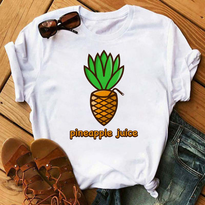 Funny Fruits póló Női divat Kawaii Banana Print fehér póló Harajuku póló rövid ujjú felsők póló női pólók