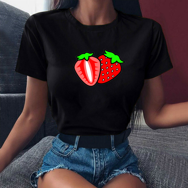 Tricou Funny Fruits Moda femei Kawaii Banana Print Tricou alb Harajuku Tricou cu mâneci scurte Topuri Tricou Femeie Tricou