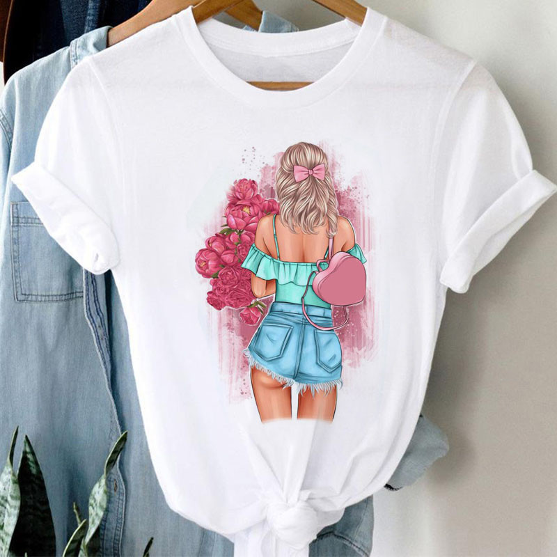 Tricou pentru femei Tricou cu imprimeu la modă cu flori pentru femei Tricou casual Topuri pentru fete din anii 90 Tricou cu mânecă scurtă pentru femei Tricouri pentru femei