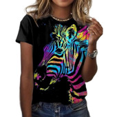 Újdonság Zebra Elefánt Művészet Pillangó 3D Nyomtatás T-shirt Női Harajuku Nyári Színes Gyönyörű Rövid ujjú Divat Felsők