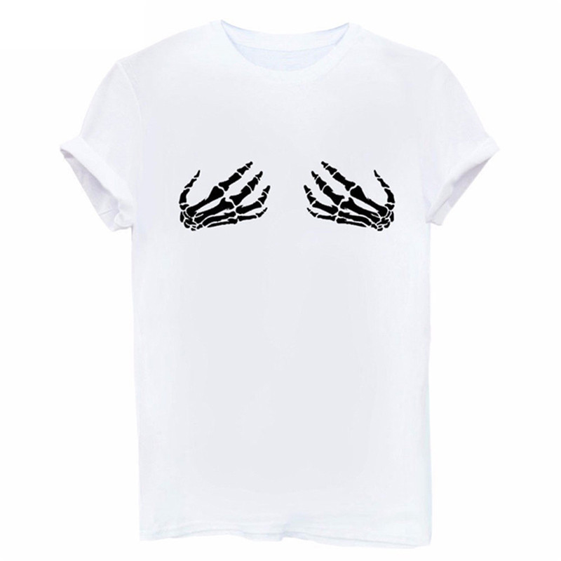 Καλοκαιρινή νέα μόδα γυναικείες μπλούζες κρανίο σκελετό χέρια τρισδιάστατο μπλουζάκι με pinting αστείες μπλούζες γραφικά μπλουζάκια harajuku