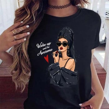 Maycaur Fashion Lady Print Γυναικείο Μπλουζάκι Casual Funny Graphic Print Μπλουζάκι κοντομάνικο πουκάμισο Δώρο για Lady Yong Girl Top Tee