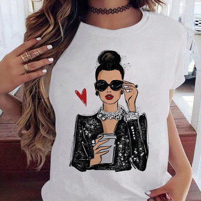 Maycaur Fashion Lady Print női póló Alkalmi Vicces grafikai póló Rövid ujjú póló Ajándék Lady Yong Girl Top pólónak