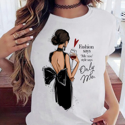 Maycaur Fashion Lady Print női póló Alkalmi Vicces grafikai póló Rövid ujjú póló Ajándék Lady Yong Girl Top pólónak
