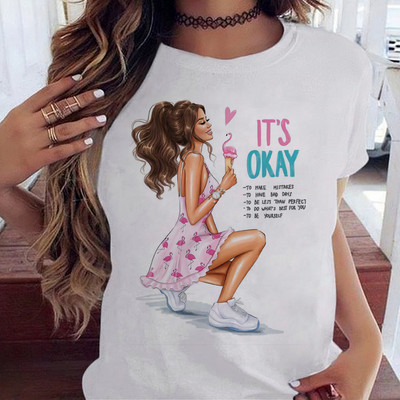 Maycaur Fashion Lady Print női póló Alkalmi Vicces grafikai póló Rövid ujjú póló Ajándék Lady Yong Girl Top pólónak