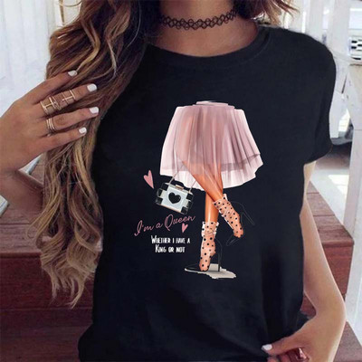 Maycaur Fashion Lady Print női póló Alkalmi Vicces grafikai póló Rövid ujjú póló Ajándék Lady Yong Girl Top pólónak