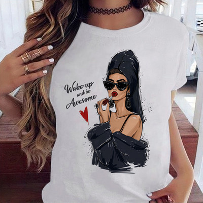 Maycaur Fashion Lady Print női póló Alkalmi Vicces grafikai póló Rövid ujjú póló Ajándék Lady Yong Girl Top pólónak