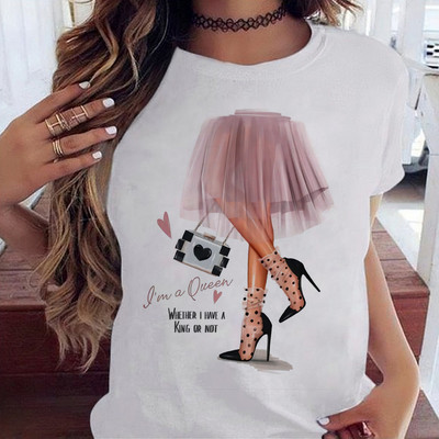 Maycaur Fashion Lady Print női póló Alkalmi Vicces grafikai póló Rövid ujjú póló Ajándék Lady Yong Girl Top pólónak