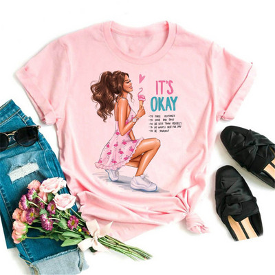 Maycaur Fashion Lady Print női póló Alkalmi Vicces grafikai póló Rövid ujjú póló Ajándék Lady Yong Girl Top pólónak