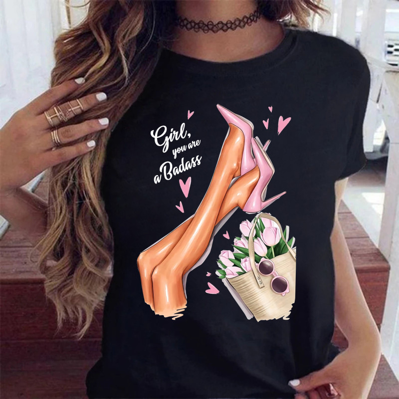 Maycaur Fashion Lady Print Femei Tricou Casual Funny Graphic Print Tricou Cămașă cu mânecă scurtă Cadou pentru Lady Yong Girl Top Tee