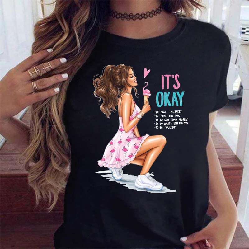 Maycaur Fashion Lady Print Femei Tricou Casual Funny Graphic Print Tricou Cămașă cu mânecă scurtă Cadou pentru Lady Yong Girl Top Tee