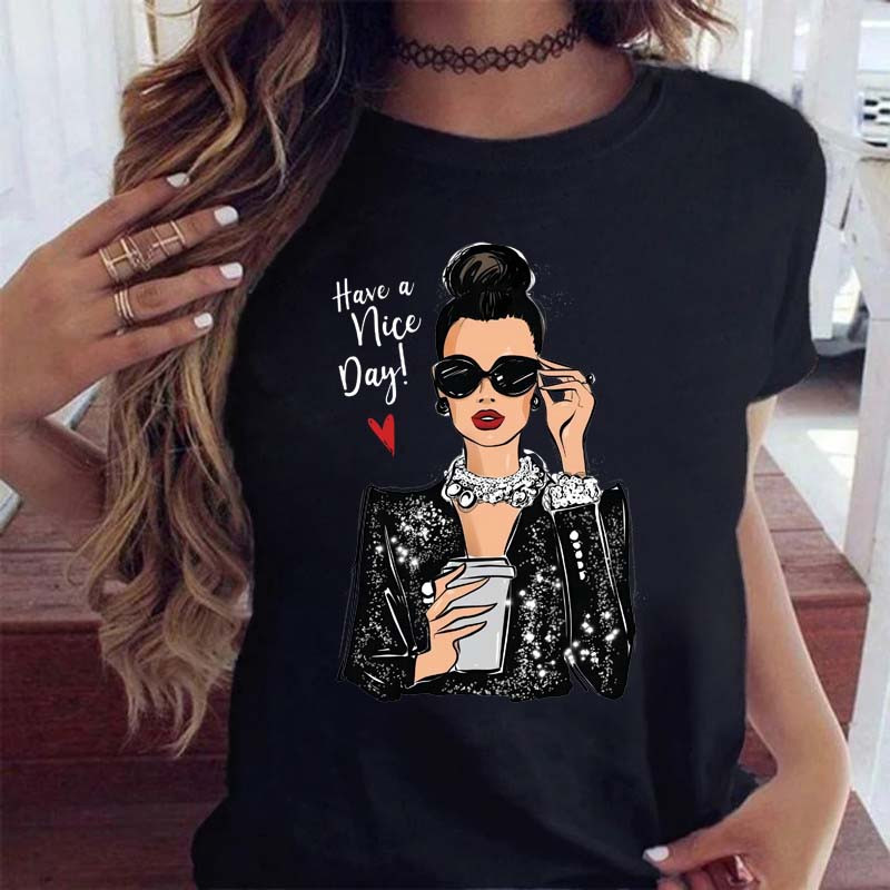 Maycaur Fashion Lady Print Femei Tricou Casual Funny Graphic Print Tricou Cămașă cu mânecă scurtă Cadou pentru Lady Yong Girl Top Tee
