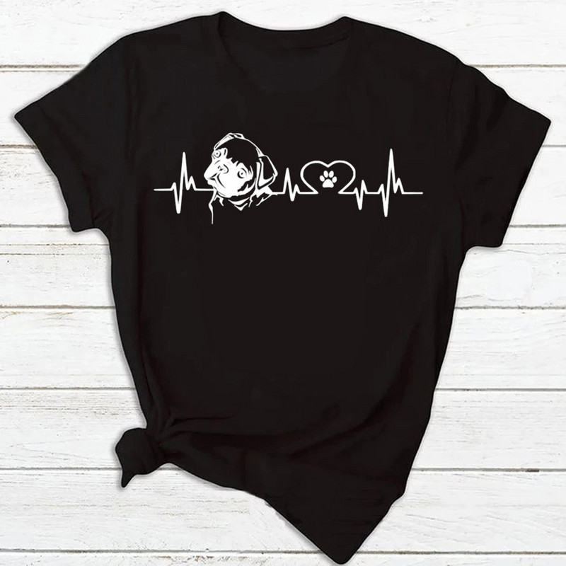 Maycaur sievietēm suņu ķepu sirds apdruka T-krekli vasaras apģērbi karikatūra modes topi ar īsām piedurknēm O veida kakla Tkrekls sievietēm ar grafisku apdruku T