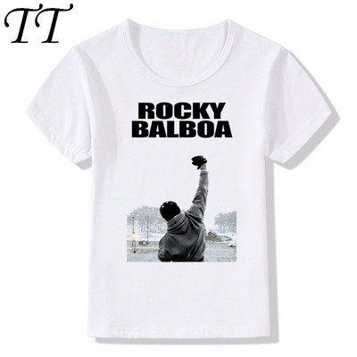 Boy And Girl Print Rocky Balboa T-shirt Children Short Sleeve O-neck Fashion Sylvester T Shirts Kids Tops Tee Baby Clothes