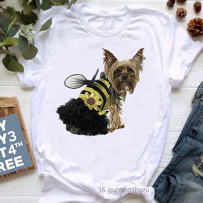 Színes Papillon Dog Animal Print póló Girls Lover Gift póló Femme Harajuku Kawaii ruhák Vicces fehér női póló