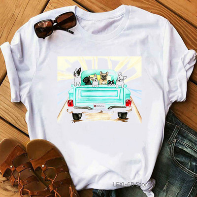Kawaii Yorkie Mom Graphic Print póló Női Kutyaszerető Virágos póló Női Harajuku póló Nyári felsők Divatos póló női