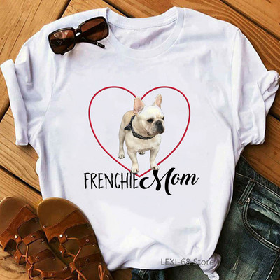 Kawaii Yorkie Mom Graphic Print póló Női Kutyaszerető Virágos póló Női Harajuku póló Nyári felsők Divatos póló női