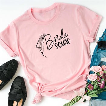 Bride Squad Woman T-shirts Bachelorette Team Bride Tshirt Aesthetic Wedding Party T-shirt Women Tees Bridesmaid Tops 4UFL