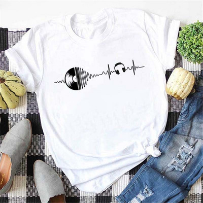 Új Kawaii Music Note nyomtatott póló női csípő nyári rövid ujjú póló Női divat Harajuku fehér felsők póló pólók