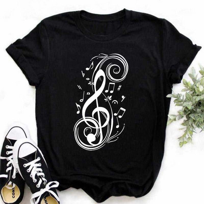 Új Kawaii Music Note nyomtatott póló női csípő nyári rövid ujjú póló Női divat Harajuku fehér felsők póló pólók
