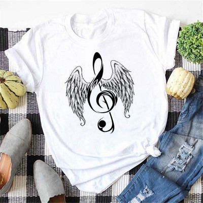Új Kawaii Music Note nyomtatott póló női csípő nyári rövid ujjú póló Női divat Harajuku fehér felsők póló pólók