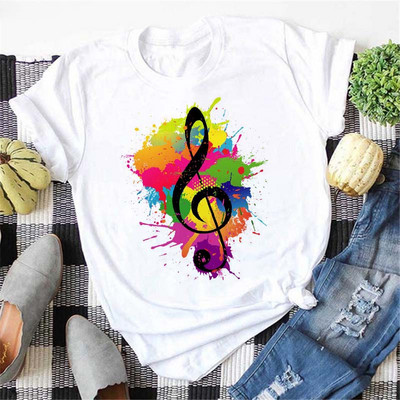 Új Kawaii Music Note nyomtatott póló női csípő nyári rövid ujjú póló Női divat Harajuku fehér felsők póló pólók