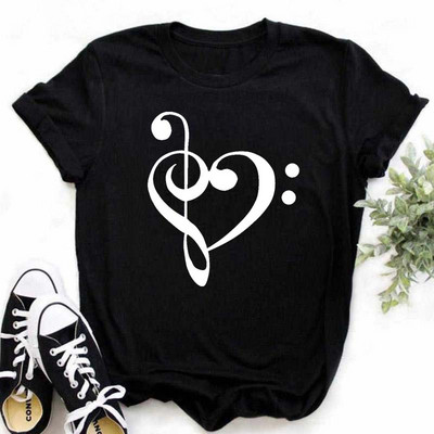 Új Kawaii Music Note nyomtatott póló női csípő nyári rövid ujjú póló Női divat Harajuku fehér felsők póló pólók