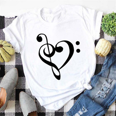 Új Kawaii Music Note nyomtatott póló női csípő nyári rövid ujjú póló Női divat Harajuku fehér felsők póló pólók