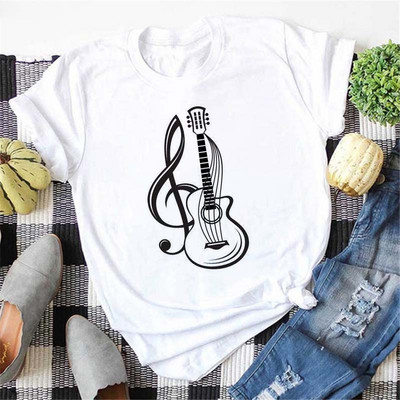 Új Kawaii Music Note nyomtatott póló női csípő nyári rövid ujjú póló Női divat Harajuku fehér felsők póló pólók